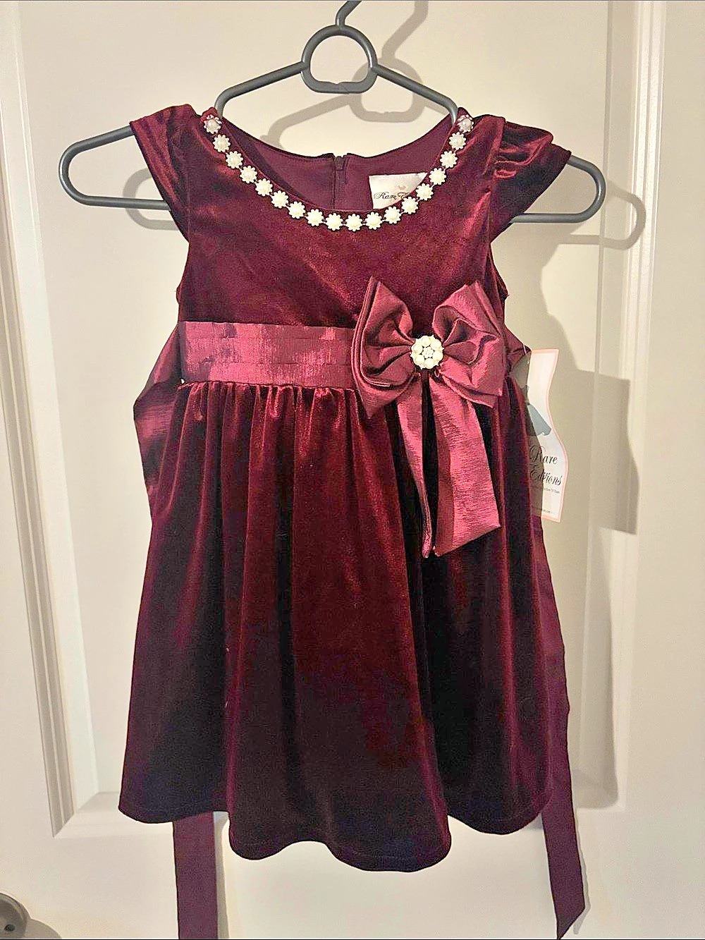 Rare Editions H214869 Girls Burgundy Velvet Formal Dress NWT